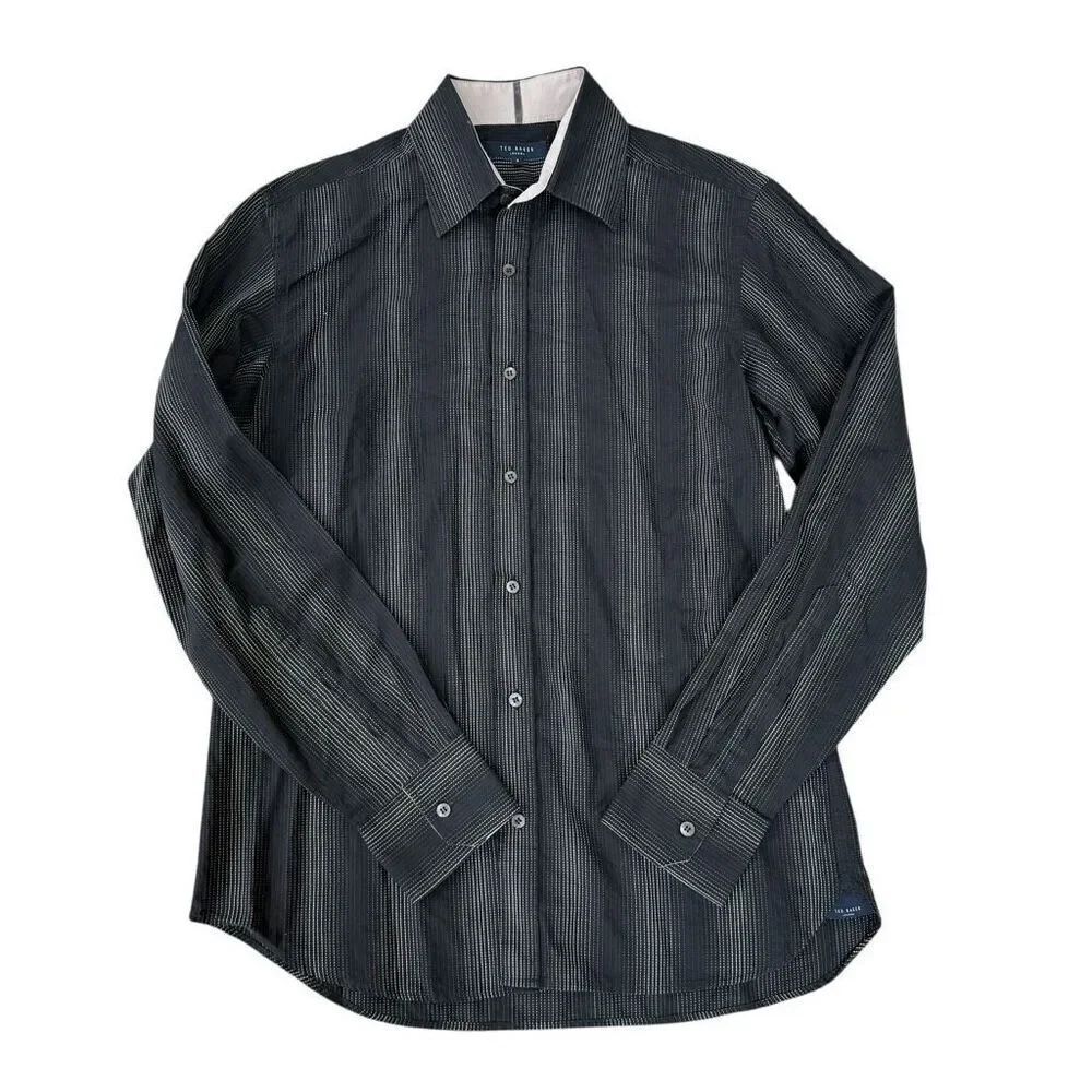 Ted Baker London 100% cotton striped long-sleeve casual button-down shirt Sz 3/M